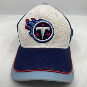 Reebok NFL Equipment Hat Tennessee Titans Adjustable One Size White Blue Signed